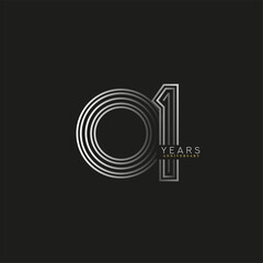 1st years anniversary celebration logotype with linked number black and white. Simple and modern design, vector design for anniversary celebration.