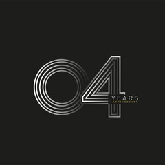 4th years anniversary celebration logotype with linked number black and white. Simple and modern design, vector design for anniversary celebration.
