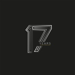17th years anniversary celebration logotype with linked number black and white. Simple and modern design, vector design for anniversary celebration.