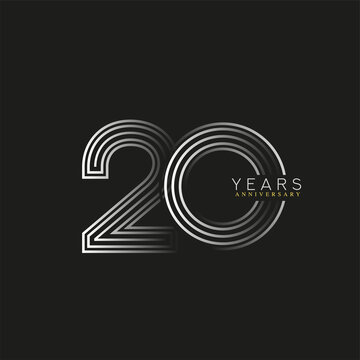 20th years anniversary celebration logotype with linked number black and white. Simple and modern design, vector design for anniversary celebration.
