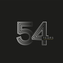 54th years anniversary celebration logotype with linked number black and white. Simple and modern design, vector design for anniversary celebration.