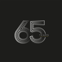 65th years anniversary celebration logotype with linked number black and white. Simple and modern design, vector design for anniversary celebration.