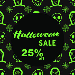 Halloween Sale special offer banner template with hand drawn lettering for holiday shopping.  Vector illustration.