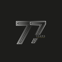 77th years anniversary celebration logotype with linked number black and white. Simple and modern design, vector design for anniversary celebration.