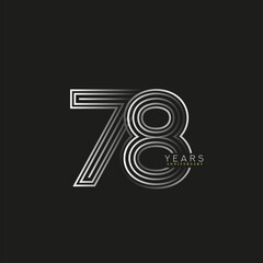 78th years anniversary celebration logotype with linked number black and white. Simple and modern design, vector design for anniversary celebration.