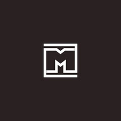 Letter M Line Box Logo. Vector Design.