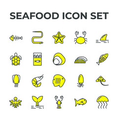 seafood set icon, seafood office set sign icon, vector illustration