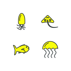 seafood set icon, seafood office set sign icon, vector illustration