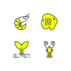 seafood set icon, seafood office set sign icon, vector illustration