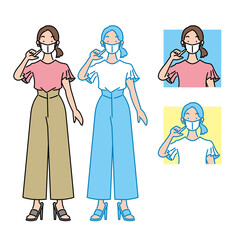 Obraz premium 腕を組むポーズ男女_カラー