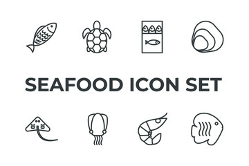 seafood set icon, seafood office set sign icon, vector illustration