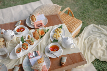 Picnic outdoors in the garden