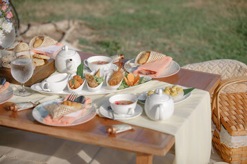 Picnic outdoors in the garden