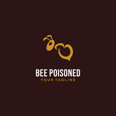 Abstract honey bee logo design illustration. Natural honey bees are healthy. in flat style and line art.