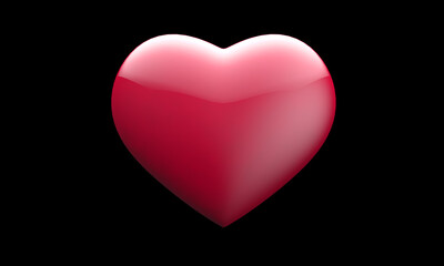 glossy red heart shape with black background