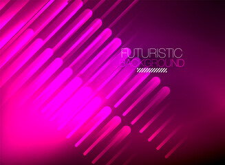 Bright neon color techno abstract background, shiny glowing neon lines in the dark background