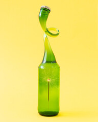 A bottle that has fireworks inside.