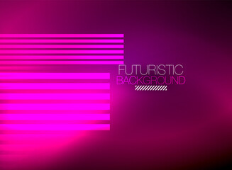 Bright neon color techno abstract background, shiny glowing neon lines in the dark background