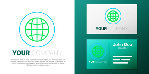 Line Global technology or social network icon isolated on white background. Colorful outline concept. Vector