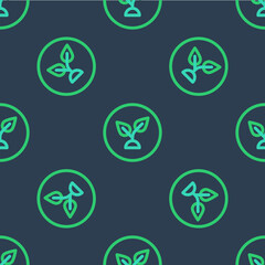 Line Plant based icon isolated seamless pattern on blue background. Vector
