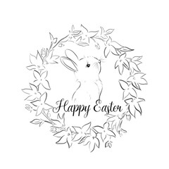 Elegant outline drawing of Happy Easter, vector illustration