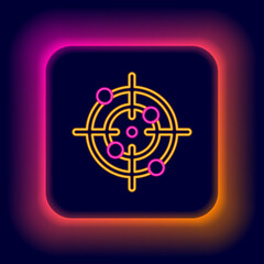Glowing neon line Target sport icon isolated on black background. Clean target with numbers for shooting range or shooting. Colorful outline concept. Vector © Kostiantyn