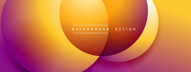 Gradient circles with shadows. Vector techno abstract background. Modern overlapping forms wallpaper background, design template