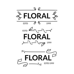 set of hand drawn minimal floral logotype template design