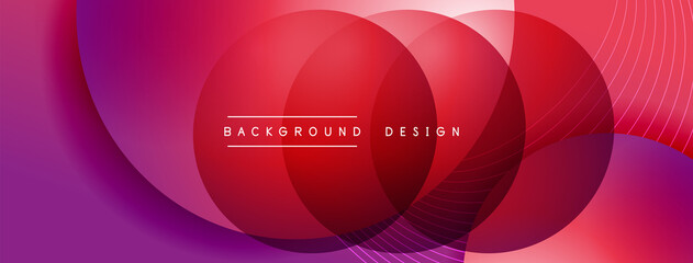 Gradient circles with shadows. Vector techno abstract background. Modern overlapping forms wallpaper background, design template