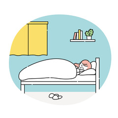 ベッドで眠る女性