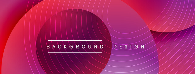 Gradient circles with shadows. Vector techno abstract background. Modern overlapping forms wallpaper background, design template