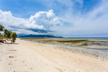 Sandy beach on Gili Air and view at the Bali Sea, West Nusa Tenggara, Indonesia, Asia