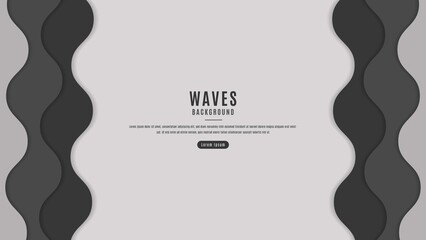 3D Wavy Shapes Black And Gray Background Design Good For Banner, Frame, Presentation Or Motion Template