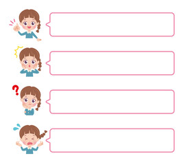 Fototapeta premium 女の子 ふきだし イラスト