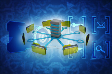 3d illustration of Data sharing concept