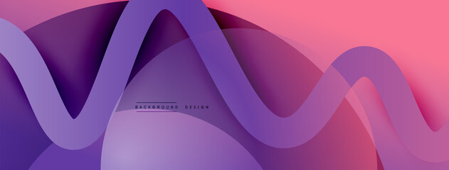 Abstract gradient background with wave line with shadow effect. Geometric composition. 3D shadow effects and fluid gradients