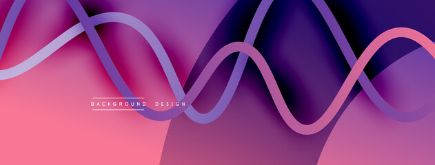 Abstract gradient background with wave line with shadow effect. Geometric composition. 3D shadow effects and fluid gradients