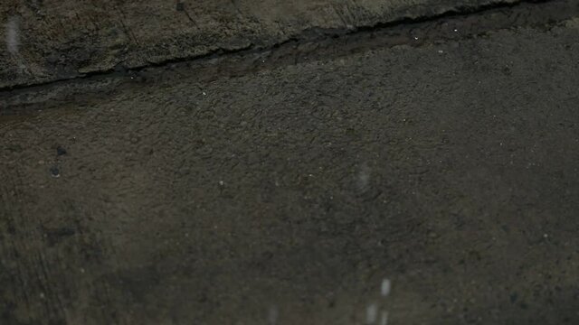 Cement floor with rainy day