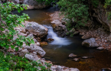 Unnamed waterfall in Ulupinar region near chimaera mountain. Kemer, Antalya, Turkey. Long exposure picture taken in may 2021