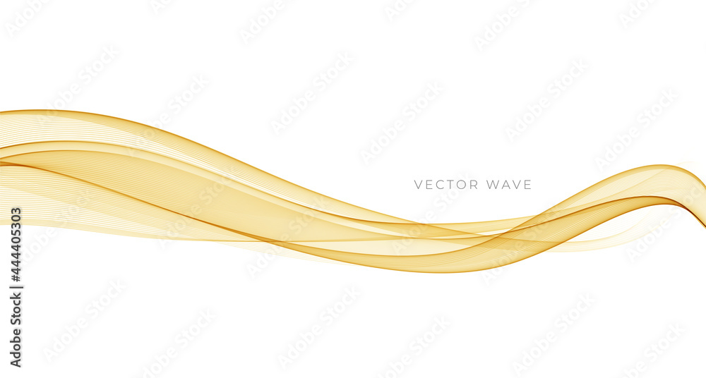 Poster Vector abstract colorful flowing gold wave lines isolated on white background. Design element for wedding invitation, greeting card