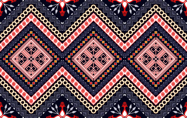 Ethnic pattern ikat textile Aztec fabric carpet mandala native texture vector illustrations background wallpaper.