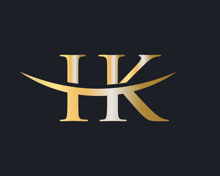 Initial Gold IK letter logo design. IK logo design vector template