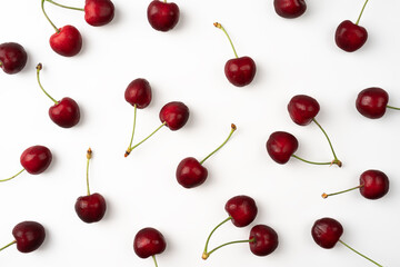 Fresh summer dark red sweet cherry isolated