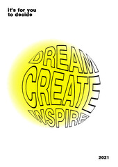 Poster "Dream Create Inspire" | Poster with quote for ypur design