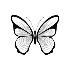 butterfly vector logo design template, hand-drawn designs of abstract butterfly, minimal design logo design template in black and white color.