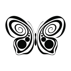 butterfly vector logo design template, hand-drawn designs of abstract butterfly, minimal design logo design template in black and white color.