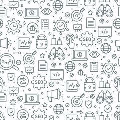 SEO seamless pattern. Vector texture design with thin line symbols