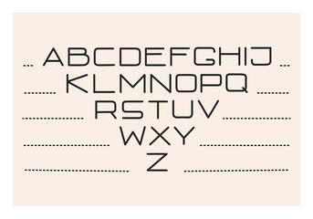 Creative thin linear alphabet. Minimal latin black letters. Vector illustration