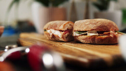 Fast food Sandwich Table Background Slicing board