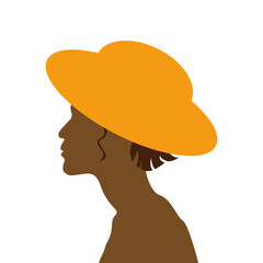 beautiful tanned woman in a yellow hat